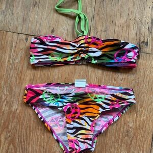 Vibrant Kids Bikini Set with Zebra Print
